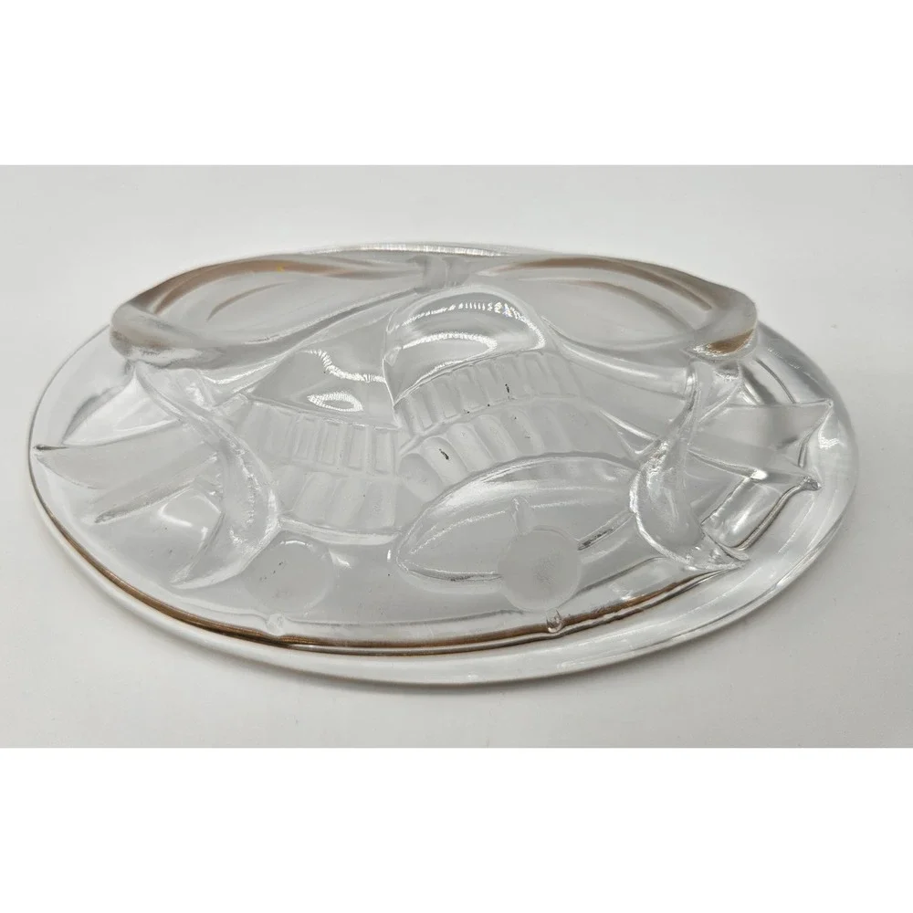Mikasa Studio Nova Oval Glass Dish Gold Gilt Rim Bells‎ And Ribbons Design 7